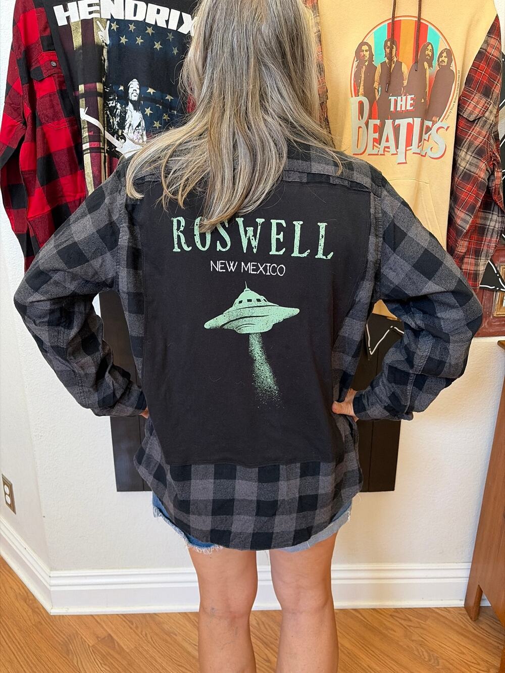 Roswell New Mexico Upcycled Flannel Shirt Unisex Large L
